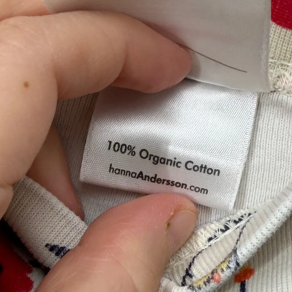 Hanna Andersson Pajama Pants Girls Size 5 White Floral Animal Organic Cotton